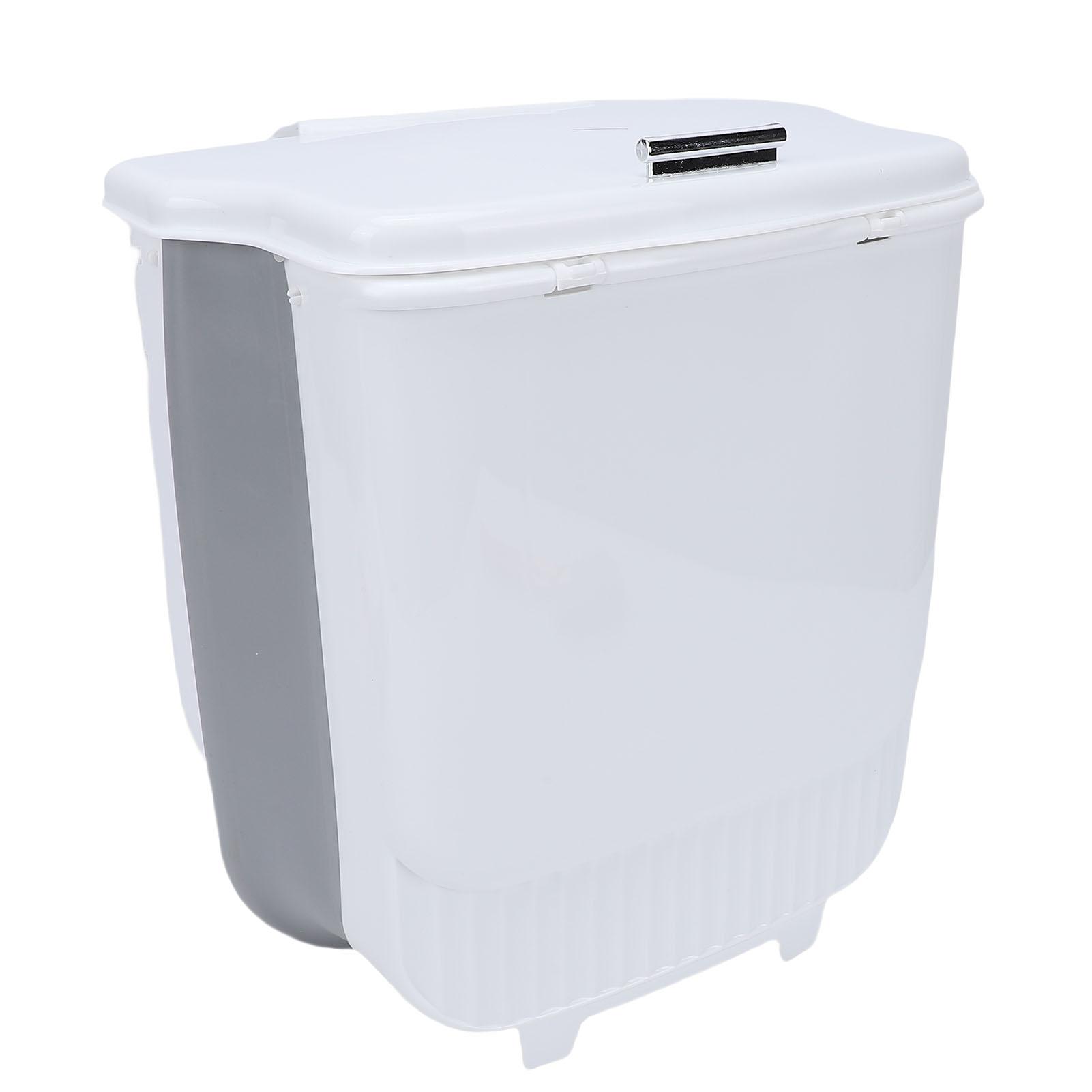 Foldable Kitchen Trash Can Large Capacity Wall Mounted Waste Bin for Kitchen Bathroom White Gray