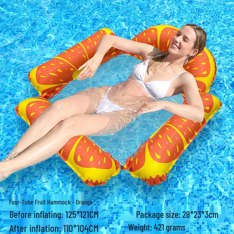 Tumbona Flotante Inflable Plegable Transfronteriza con Respaldo y Malla