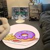 Statement Round Minimal Multicolor Carpet, Non-Slip Floor Mat for Living Room