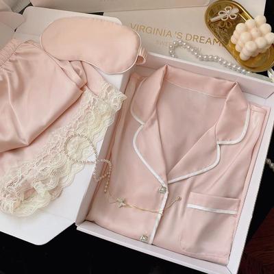 Women's Ice Silk Pajamas: Sweet, Simple, Short-Sleeved Summer Wear
