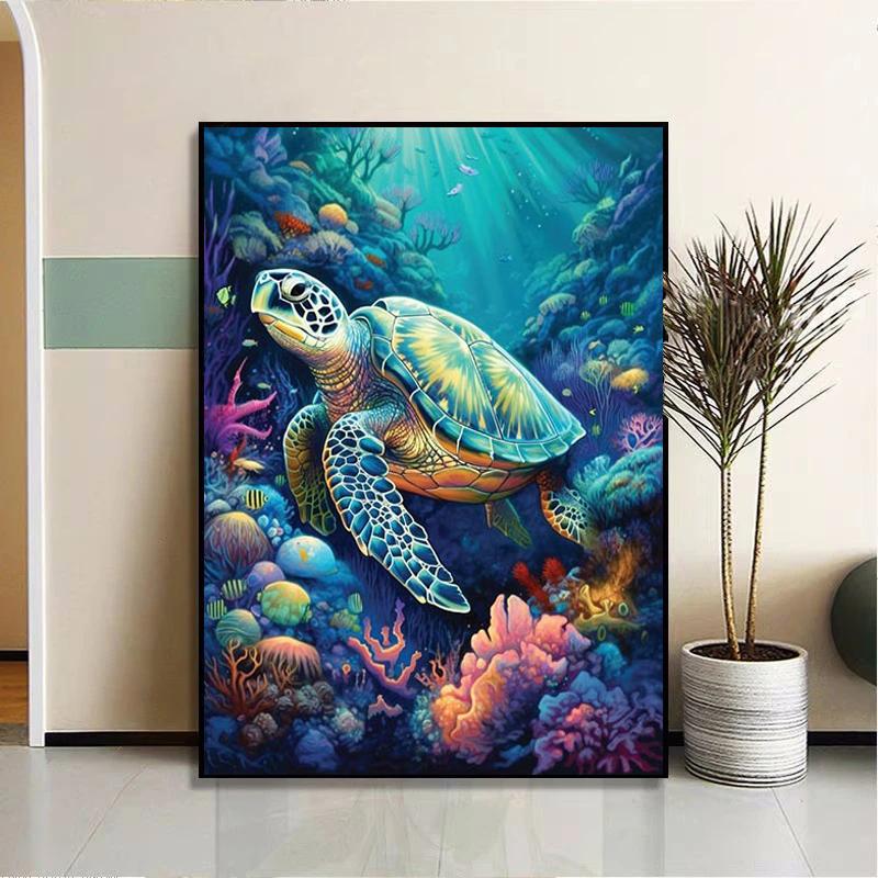 Abstract Modern Art Wall Poster Sea Turtle Jellyfish Dolphin Shark Animal Morden Sea Print Home Decor Canvas Painting Picture