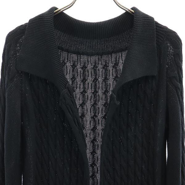 Yohji Yamamoto cotton Long sleeve knit cardigan 2 black Buttonless Women Used
