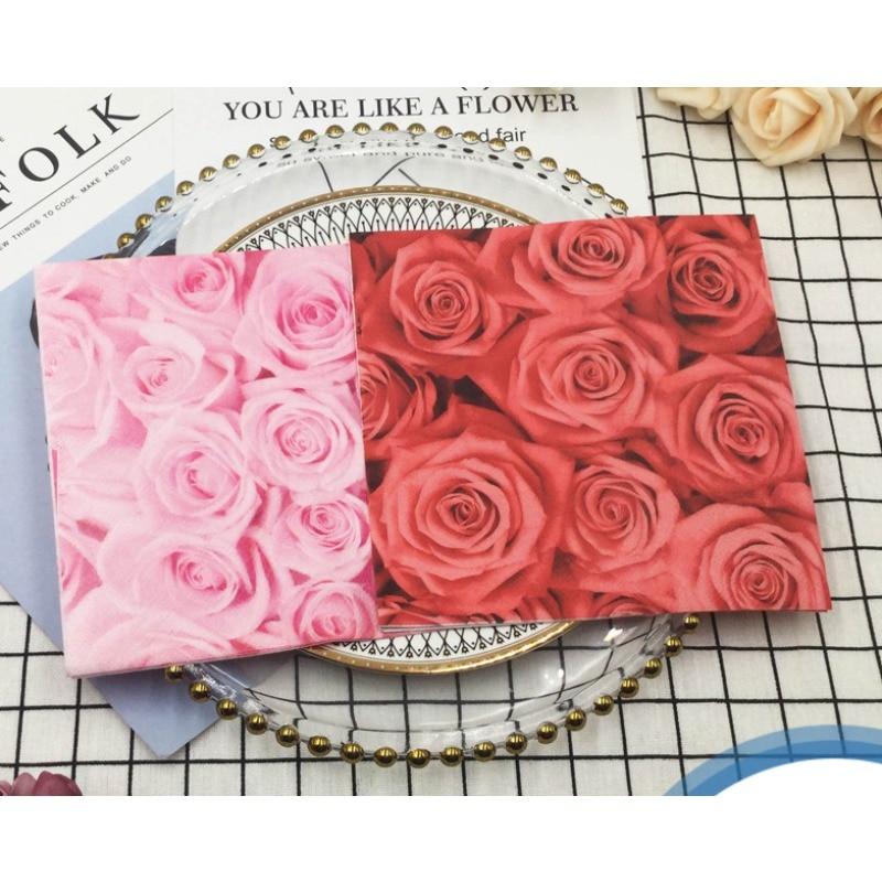 Disposable Party Napkin Double Layer 20 Pieces/Pack Rose Pattern