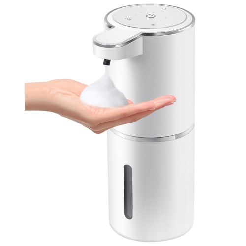 JEMISUN Automatic Hand Soap Dispenser, Foaming, Refillable, 380ml, Long-Lasting Foam, Wall-Mounted, 4 Adjustable Volume Settings, Rechargeable, IPX5 W