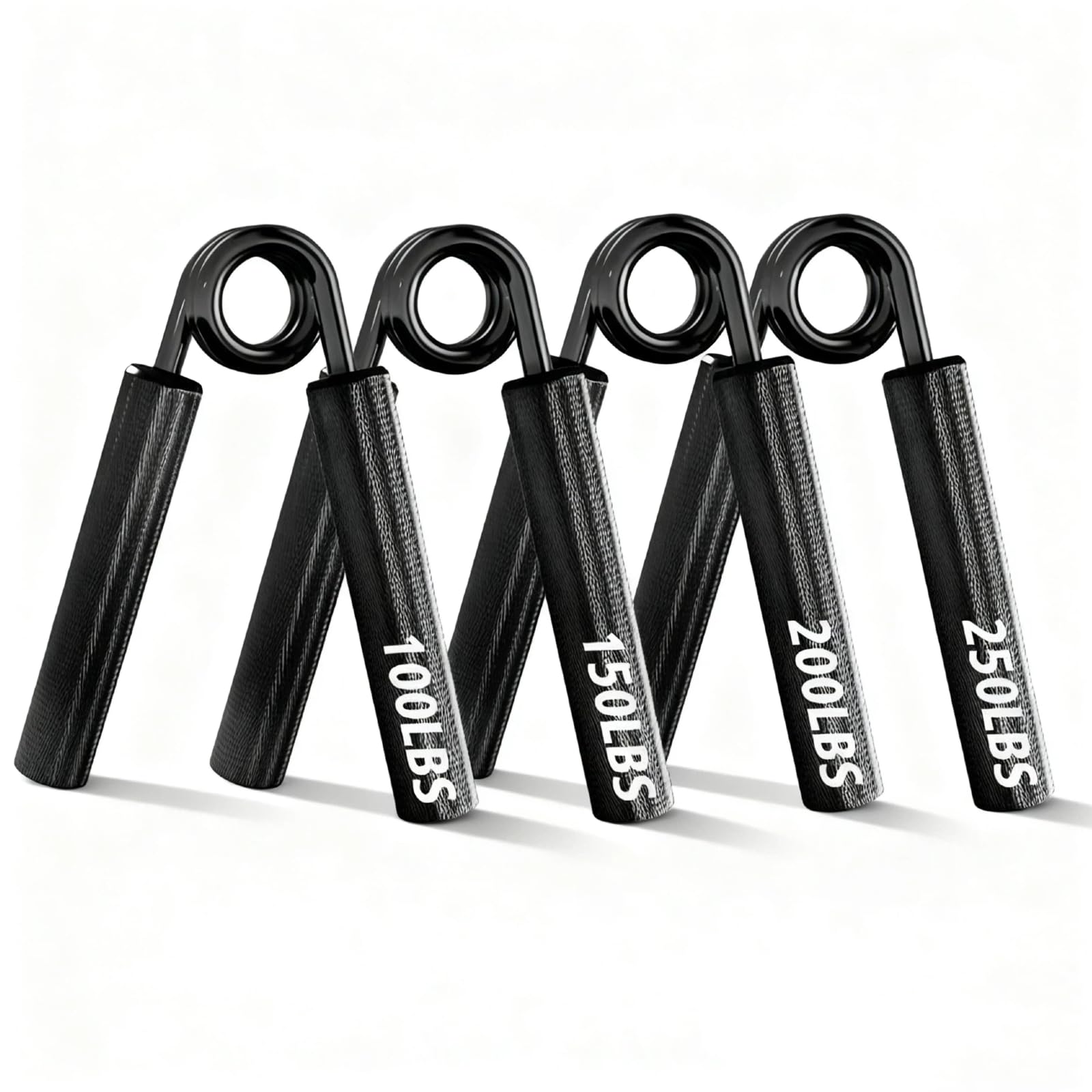 Hayexiha Hand Grip Strength Training Set 250 Metal Hand Grip Strengthening Tool for Beginners to Professionals Grips, 4-Piece (100, 150, 200, lbs) - чёрный
