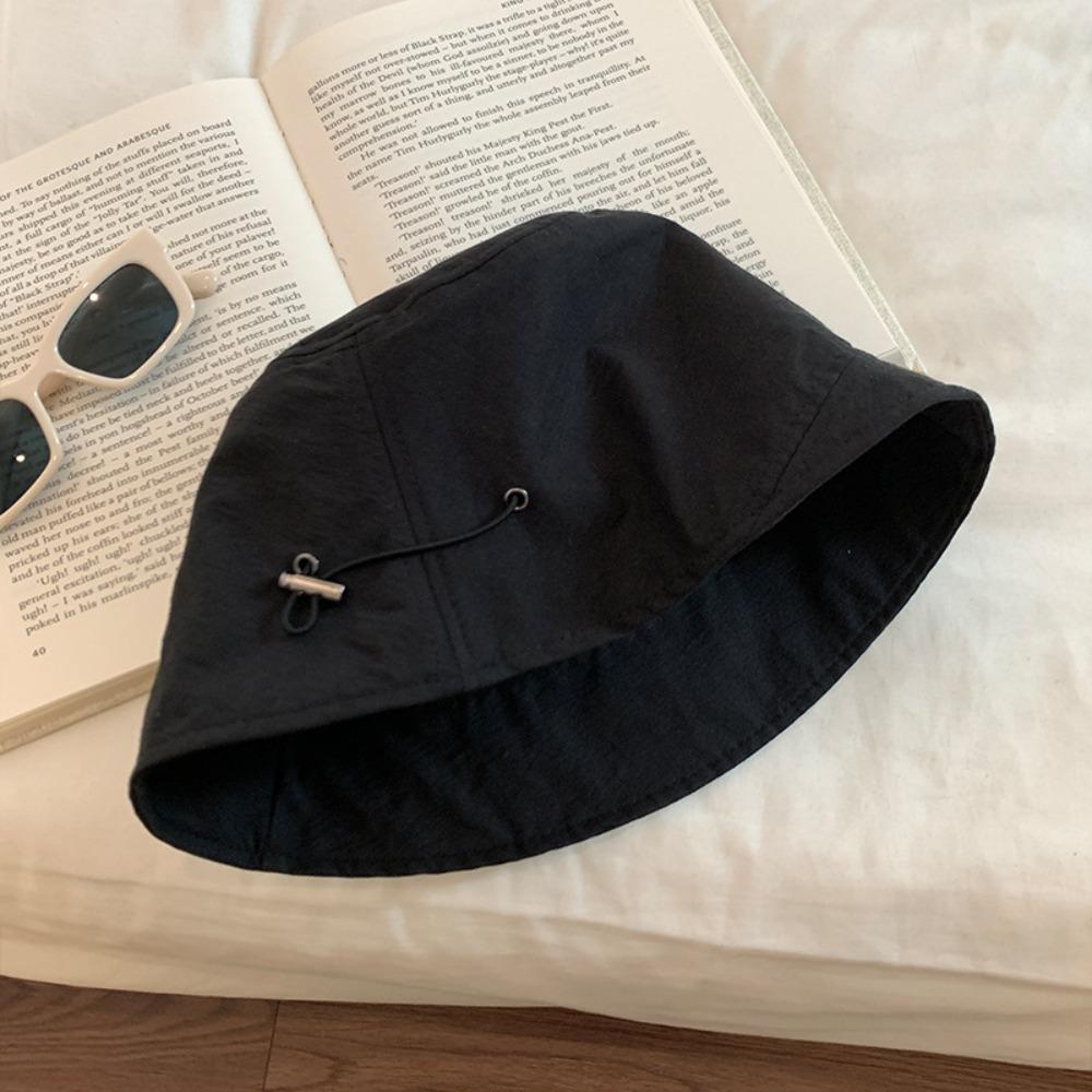 Sunscreen Bucket Hat Adjustable Drawstring Basin Hat Fashion Beach Cap