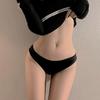 Women Panties Low Waist Bow Decor Ice Silk Solid Color Soft