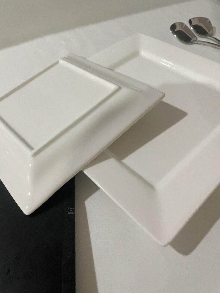 Rechteckige Keramikplatte Reinweiß - Westliches Steak, Dessert, Haushaltsgeschirr, Einfarbiges Design.