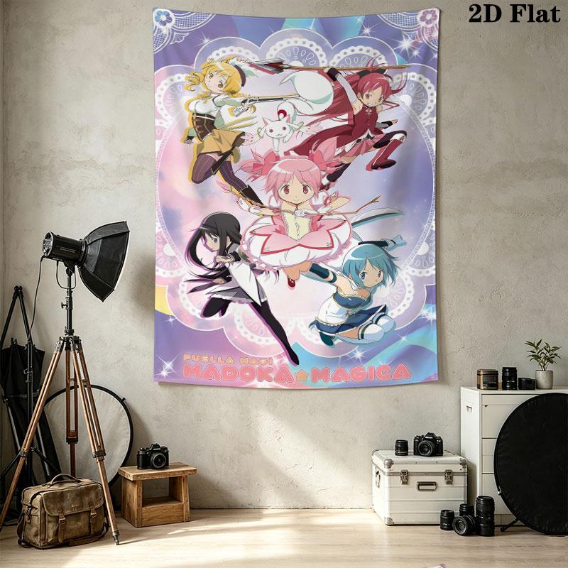 Puella Magi Madoka Magica Wall Tapestry Aesthetic Wall Hanging Printed Fabric Blanket Decorative Tapestries For Bedroom Living Room Home Decor