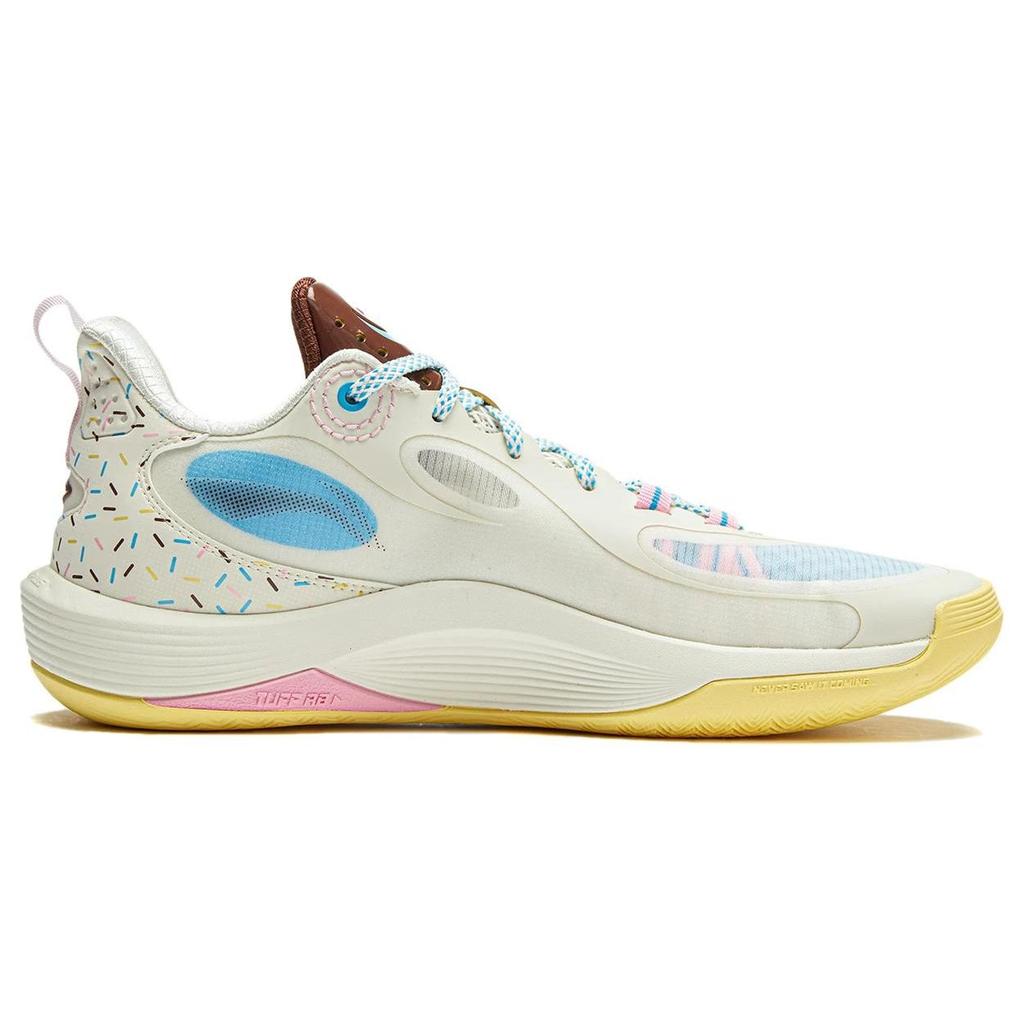 Li Ning Flashing Low Top Basketball Shoes Men Sneakers Beige Brown ABPU007-3