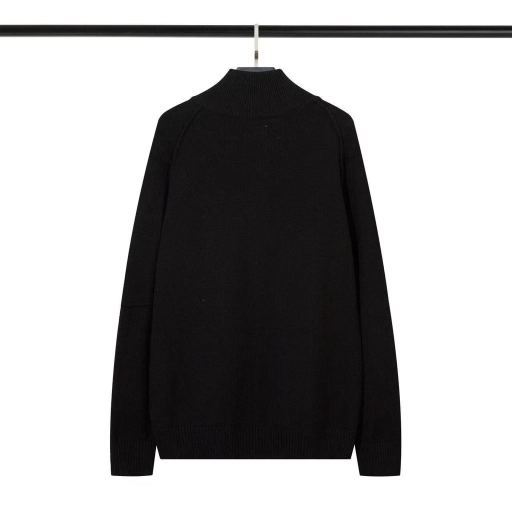 CPCOMPA Autumn/Winter Patchwork Stand Collar Half-Zip Wool Pullover Sweater, British Style