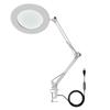 10X Magnifying Glass with LED Light Flexible Arm Brightness Adjustable 3 Colors Workbench Light with Clip White