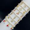 Full Diamond Cherry Zircon Bracelet Heart Crown Pendant - European & American Luxury Fashion