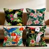 Parrots Flowers Palm Leaves Cushion Cover Multi-Scene Pillow Cover for Home & Car - Reversible, Soft & Durable for Daily Use