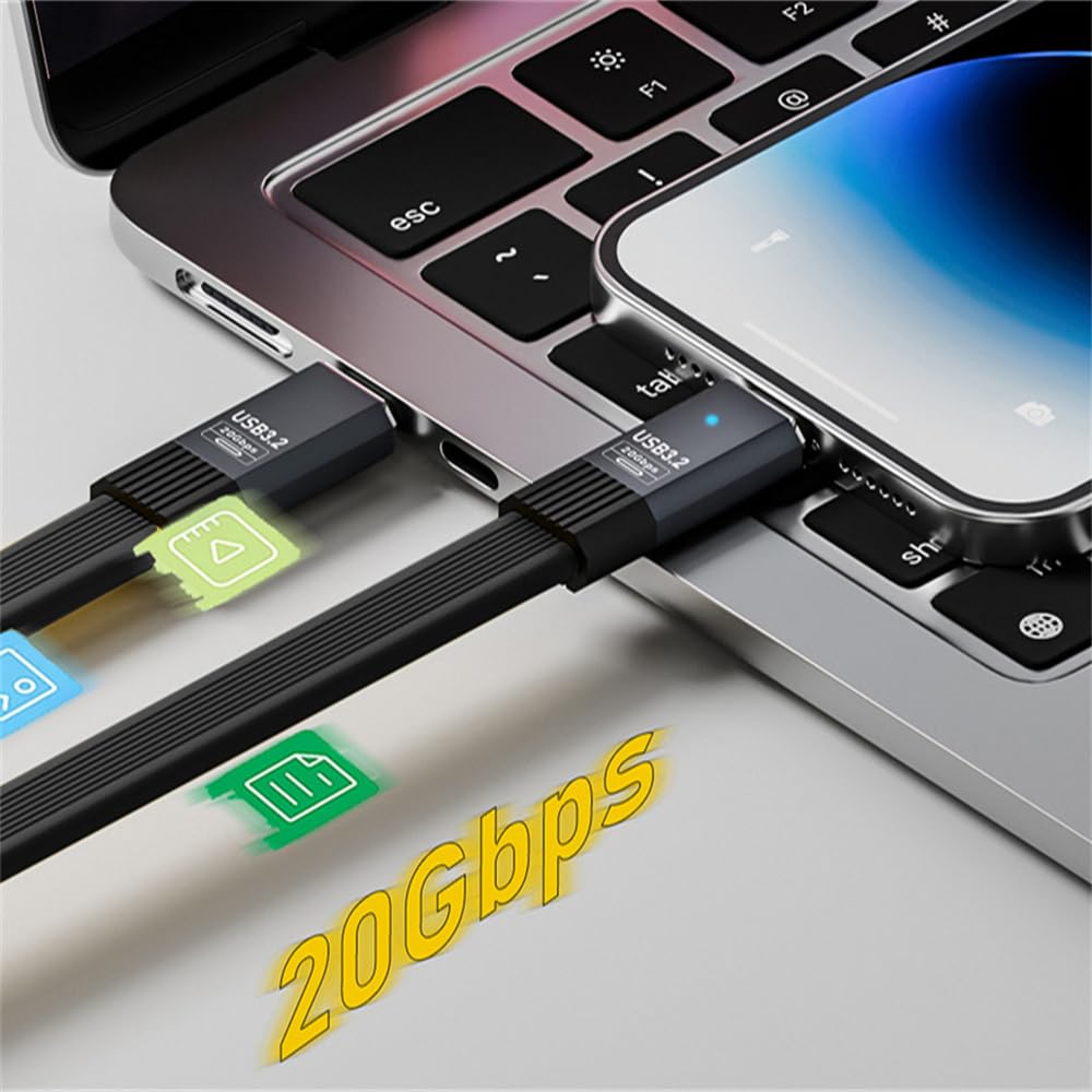 Cablecc 20Gbps USB4 Plochý Tenký FPC 20cm Kabel, Kabel, 100W, 8K@60Hz, 5K@60Hz, USB4.0, Thunderbolt3/4,