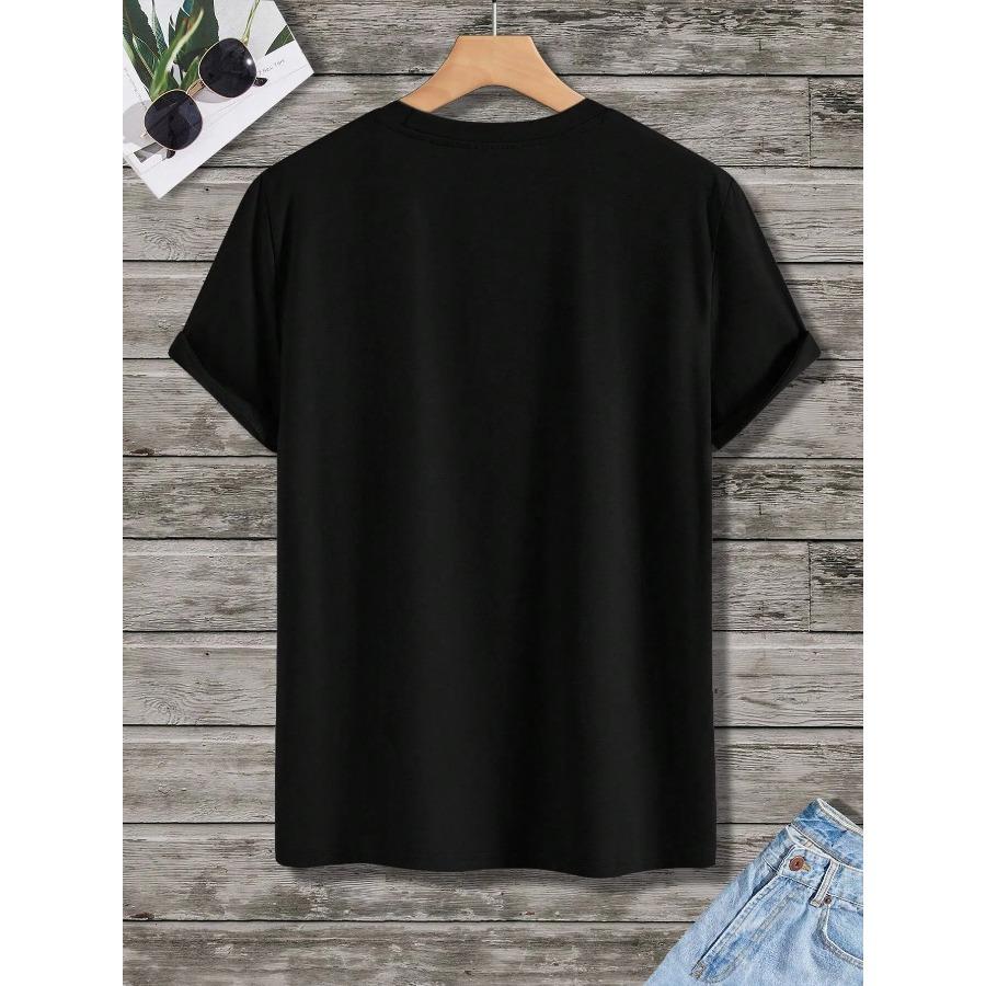 Baumwolle Herren 100% Baumwolle Sommer Loose Fit DREAM Buchstaben bedruckt Slim Fit Casual Sports Rundhals Kurzarm T-Shirt Top