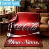 Custom Name Cola Classic Beverage Blanket Bedding Blanket for Women Men, Soft Throw Blankets for Couch,Bed, Picnic, Christmas Gifts