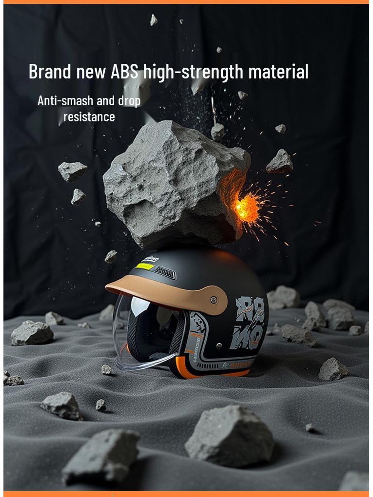 Junhao Electric Motorcycle Helmet with Hidden Lens - Unisex DOT-Certified Retro Harley Style