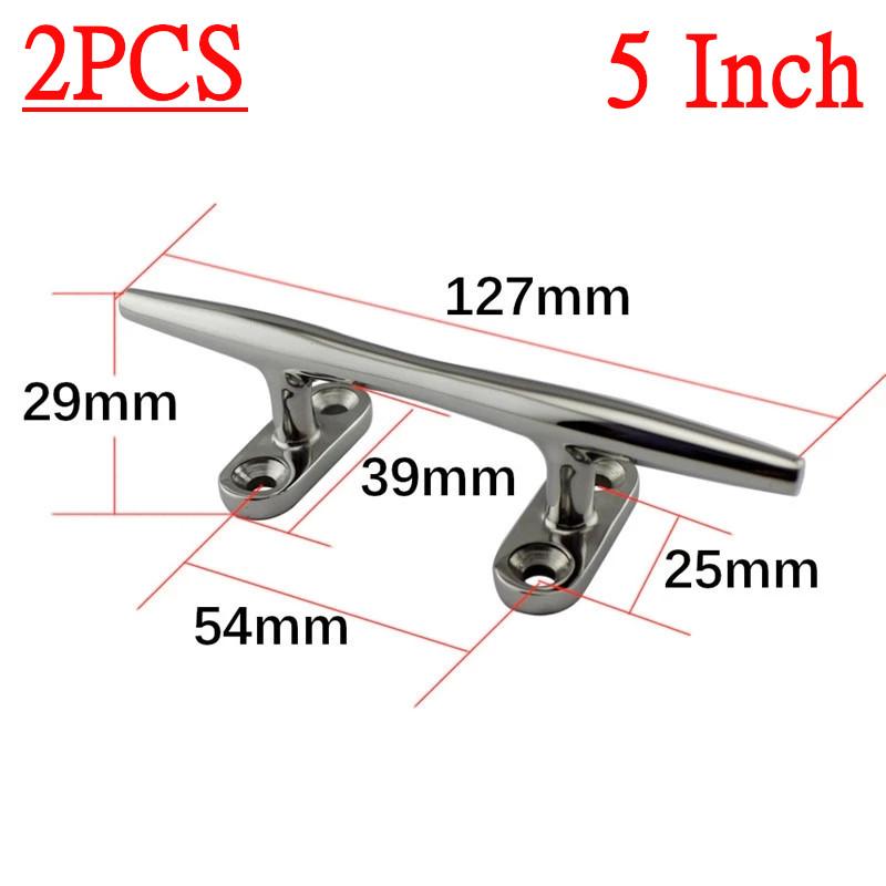 2PCS 316 Stainless Steel Marine Boat Dock Cleat Boat Mooring Accessories & Marine Hardware Yacht RV Low Flat Cleat 5/6/8/10 Inch