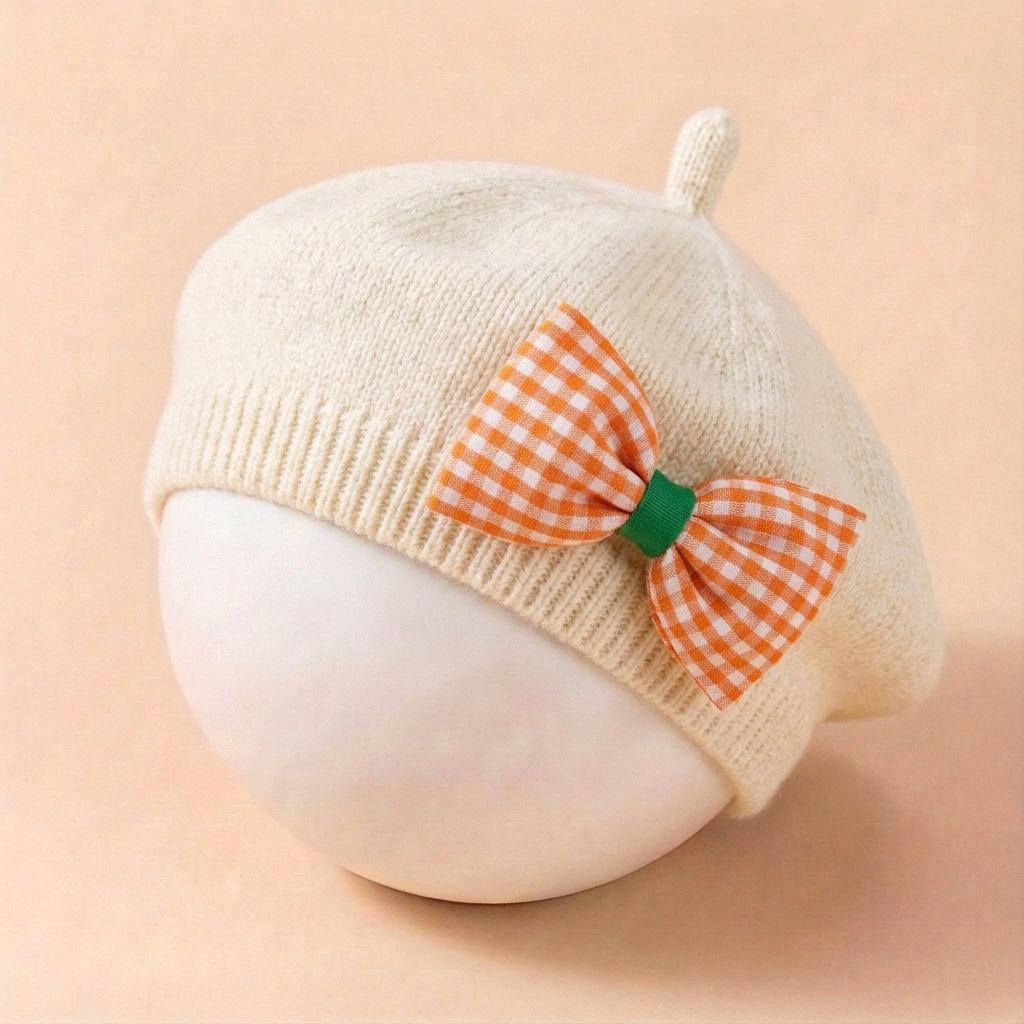 Spring & Autumn Baby Beret - Soft, Comfortable Cap with Creative Bow Tie for Newborns and Children