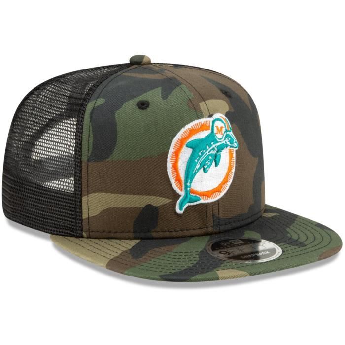 Throwback Miami Dolphins Mesh 9Fifty Snapback Cap wood camo