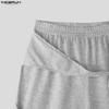 INCERUN Pantaloni lungi casual pentru bărbați, cu talie elastică, patchwork cu fundă