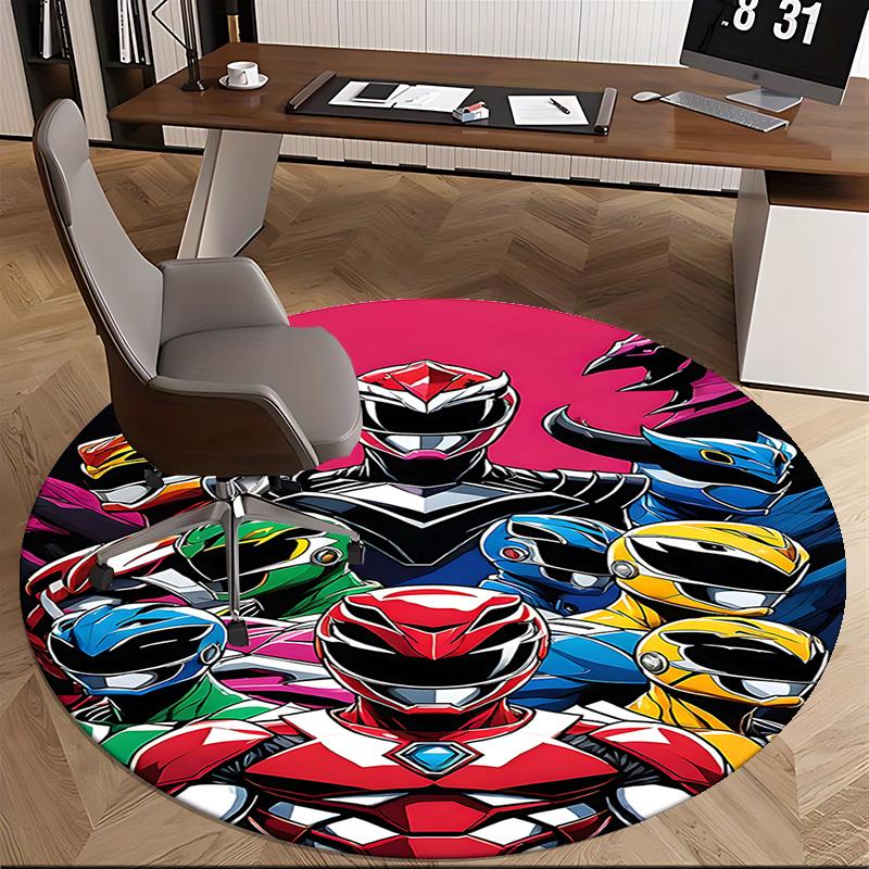 Power Rangers Chair Mat - Round Carpet for Home Decor, Office Use, Living Room, Bedroom, Gift Idea0282b