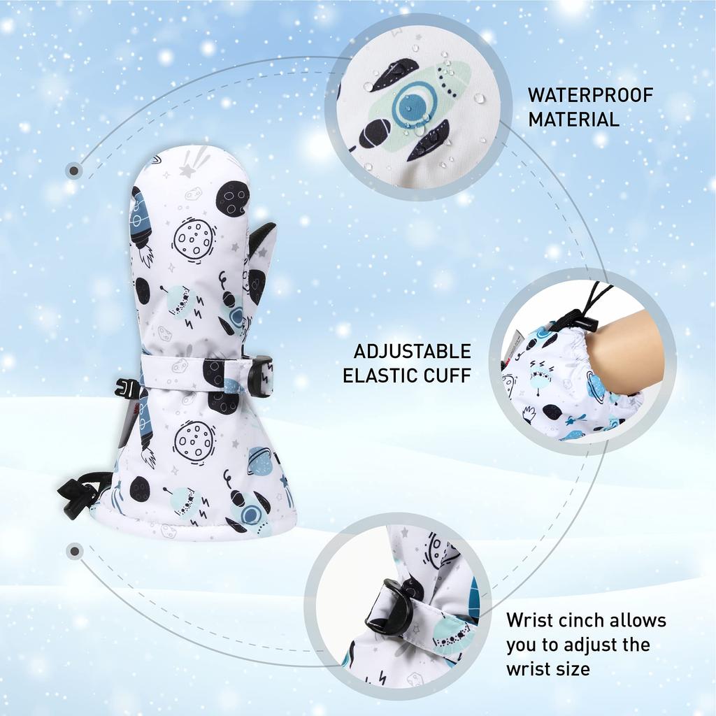 tots 3M for and Suitable for Boys and Outdoors Ami&Li Kids' Mittens, Warm, Windproof, Water-Repellent, Anti-Slip, Adjustable, Skiing, Winter, Autumn,