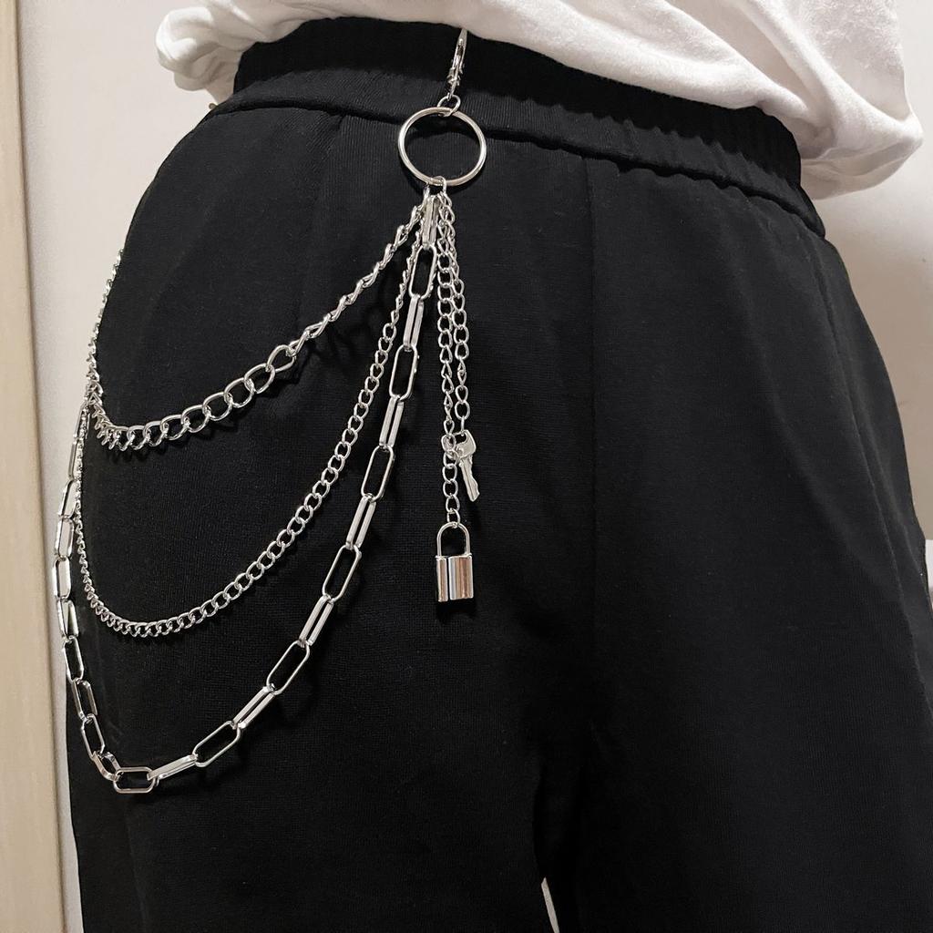 Hip Hop Metal Lock Waist Chain Women's Vintage Premium Key Pendant Pant Chain