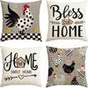 AVOIN Colorlife Farmhouse Chicken Home Sweet Home Throw Pillow Covers, 18 X 18 Inch Bless Our Home Seasonal Cushion Case Decoration for Sofa Couch