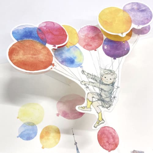 Sanrio Message Card Chihiro Iwasaki Multipurpose Card Balloon and Soaring Boy Greeting Card Can Be Shipped Overseas MU123-2 SANRIO 831964