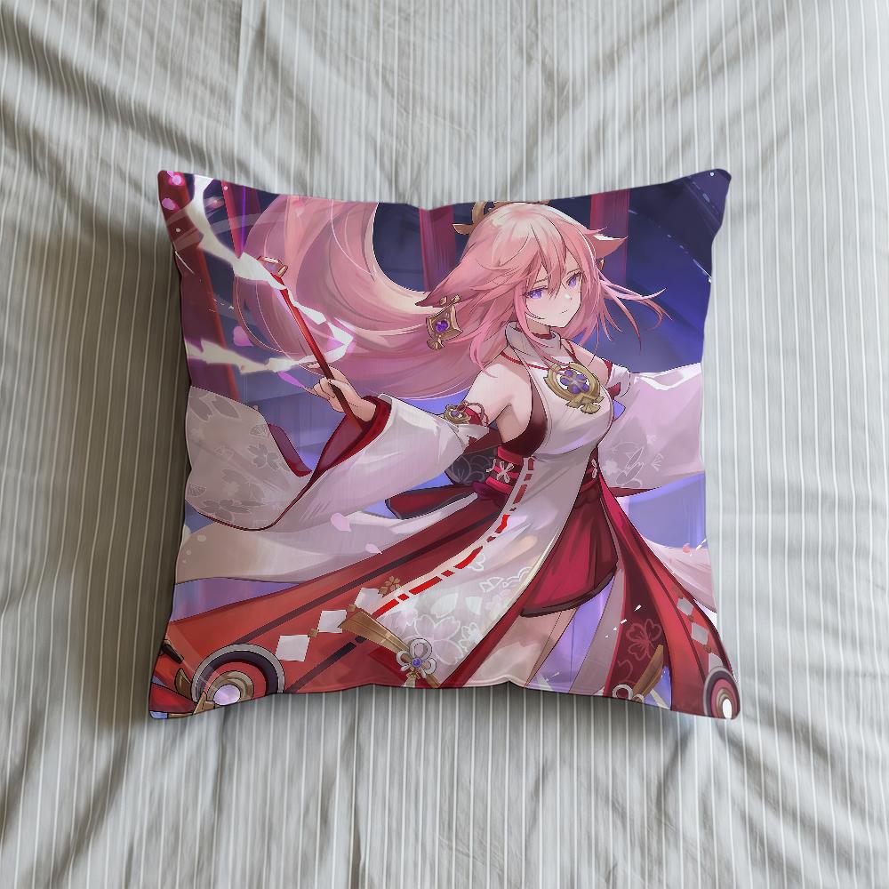 Cushion Cover Soft Yae Case Miko For Sofa Living Room Home Comfortable Genshin Office Impact Decor Protective Pillow Covers