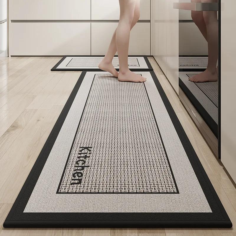 Kitchen Non-slip Mat Long Rugs Water-absorbent Oil-absorbent Dirt-resistant Foot Mats Indoor Balcony Door Mats Home Decoration