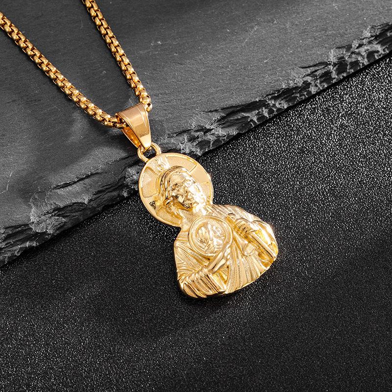 European and American Gold-plated St. Jude Bust Pendant Men s Accessories Necklace 2026 60CM