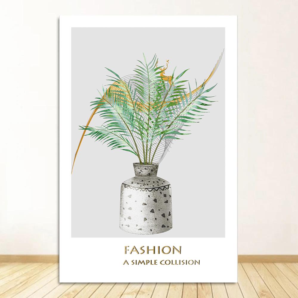 

Abstract Sun Monstera Leaves Plant Cat Boho Art Canvas Painting Botanical Posters And Prints Wall Pictures For Living Room Decor 20x30cm