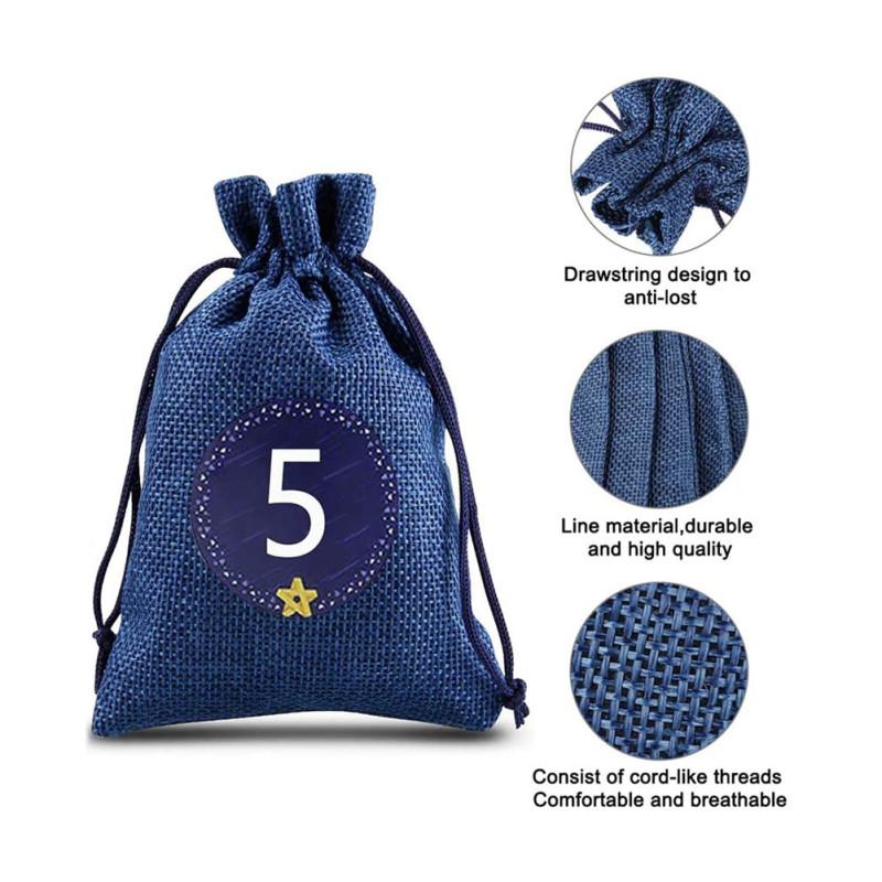 Advent Calendar Christmas Gift Bags with 1-24 Advent Number Stickers for Kids Adults DIY Crafts