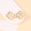 European and American Retro High-end Twist Field Grid Design Stud Earrings, Niche Simple and Versatile Style