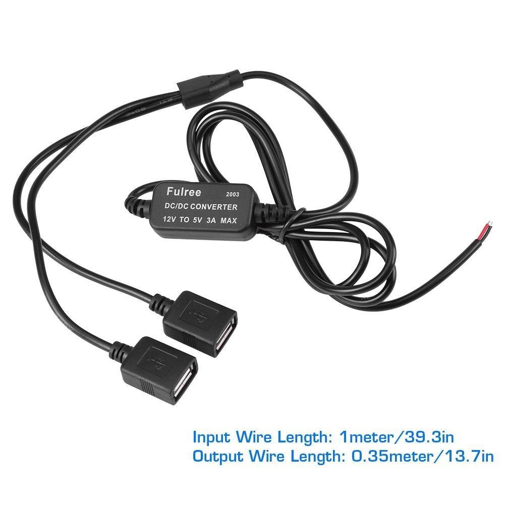 Konverter 12 V auf 5 V, USB-Buchse, Abwärtsregler, DC auf DC 12 V auf 5 V, 3 A, Doppel-USB-Spannungswandler für Auto, GPS, Smartphone
