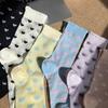 Ladies Spring and Summer Thin Love Crystal Silk Auricle Lace Breathable Cylinder Stack Socks