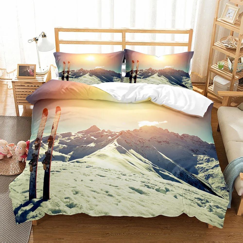 Mountain Ski Extreme Duvet Cover Set UK Single Double Queen US Twin Full King Size Pkm Bed Linen Set