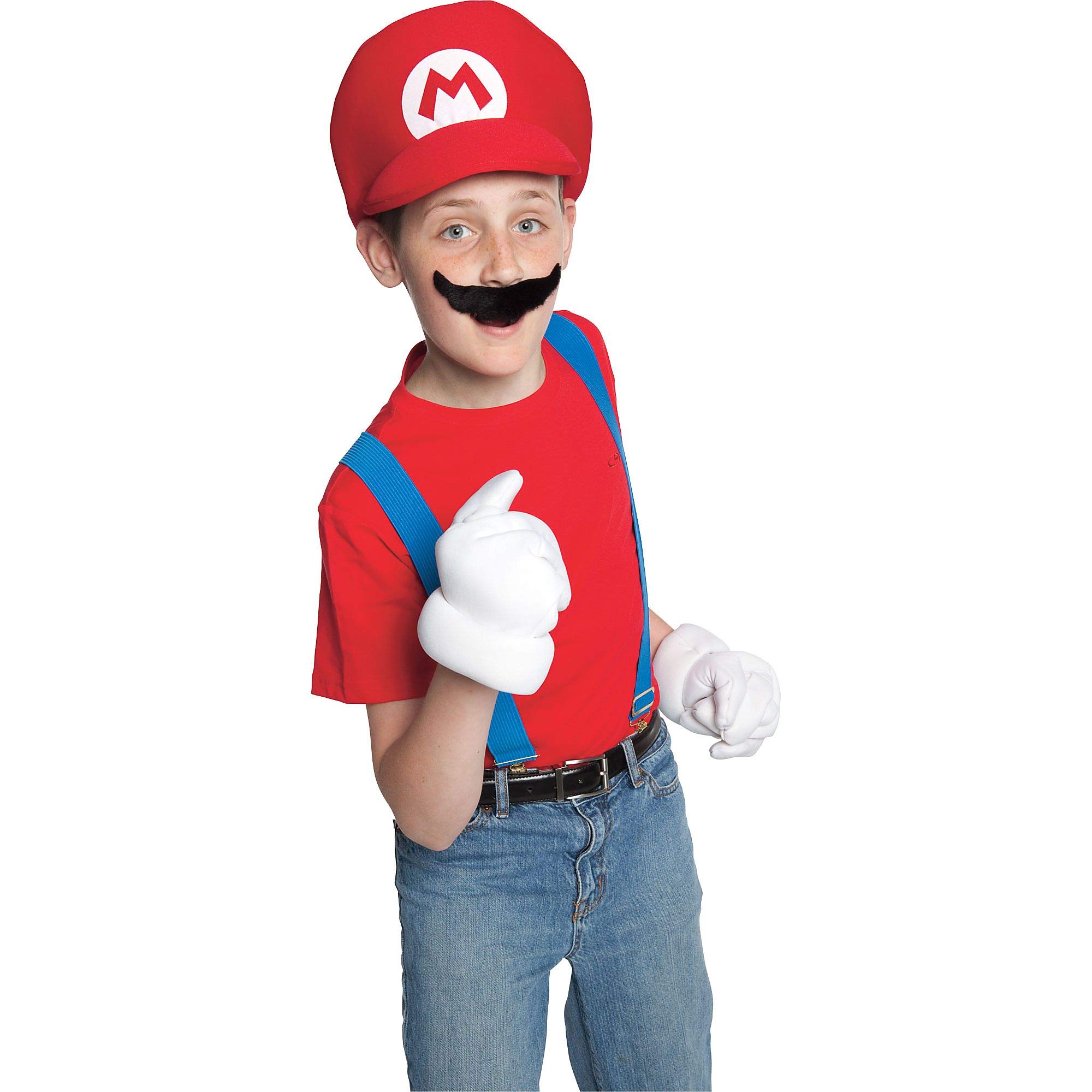 Super Mario Brothers Mario Kids Hat Mustache Halloween Christmas & One-Size