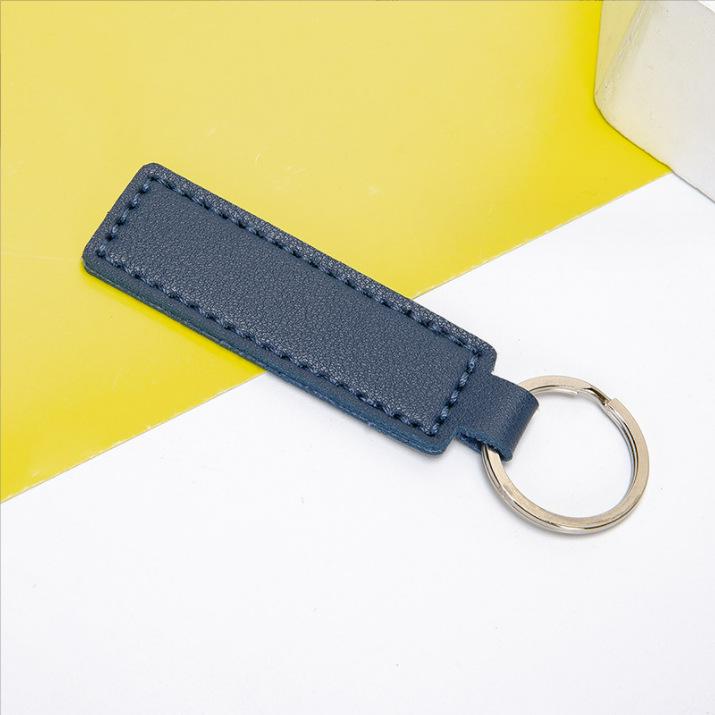 Cross PU Leather Keychain with Double-Sided Stitching: Customizable Logo Leather Pendant for Men and Women Car Keyring