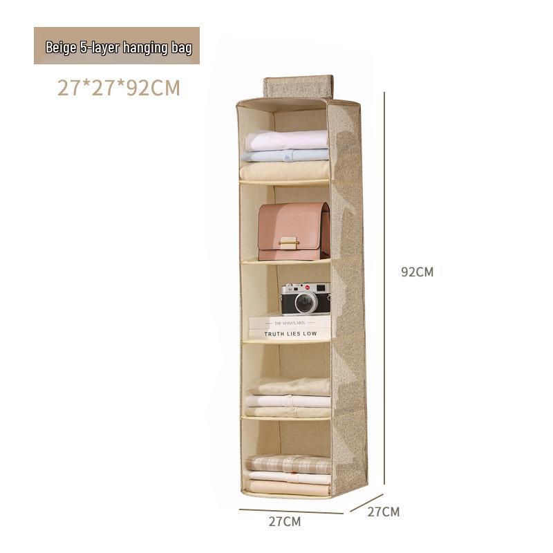Multi-Layer Foldable Hanging Wardrobe Organizer with Dustproof Cover