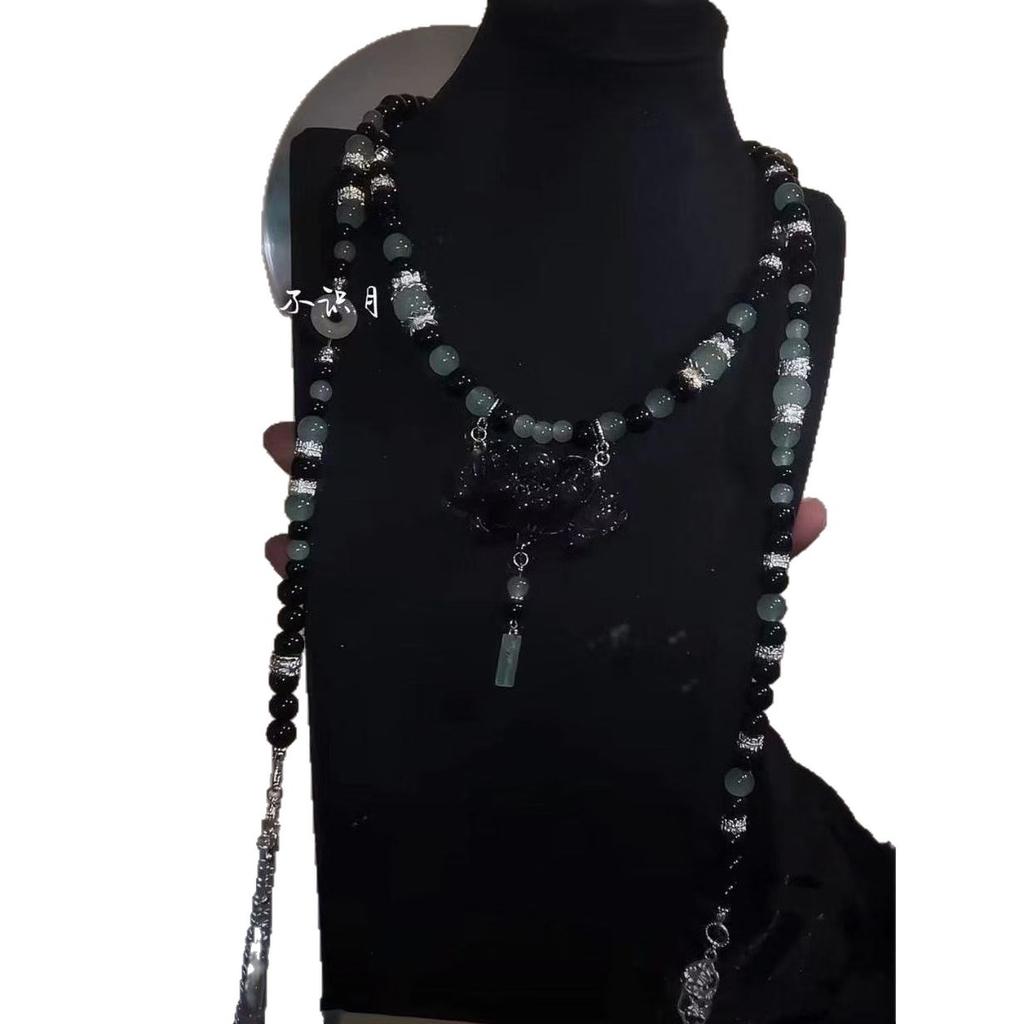 Heavy industry pendant, double-layered, extremely complex, damp aesthetic, cool, fringed necklace, retro ethnic style sweater chain.