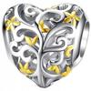 Charms Heart Openwork 925 Bead Pendant Twigs Plants Beads