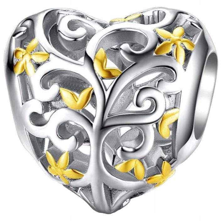 Charms Heart Openwork 925 Bead Pendant Twigs Plants Beads