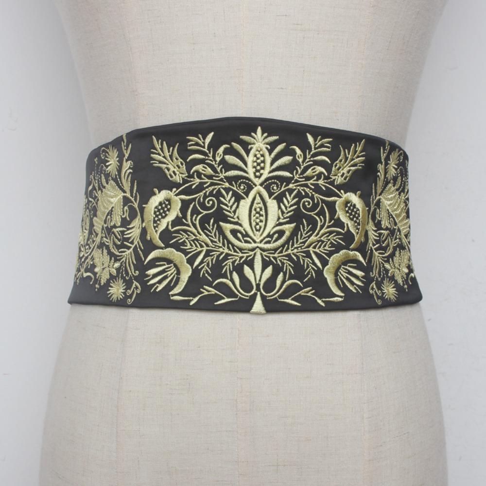 Satin Corset Belt Cloth Waistband Vintage Waist Belt  Women