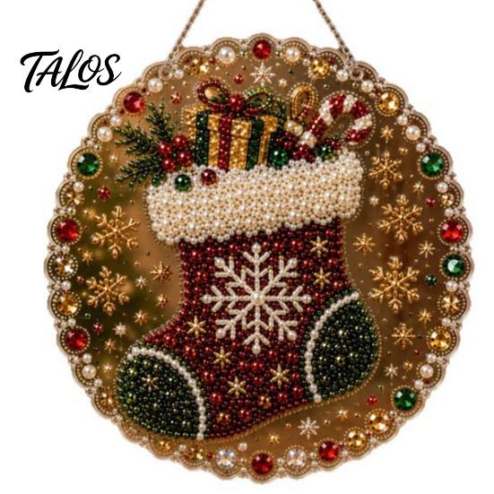 Holiday Party Crafting Accessories Christmas Faux Pearl Painting Hanging Ornament Kit, DIY 3D Beads Multi Layered Bead Art Craft, Acrylic Gem
