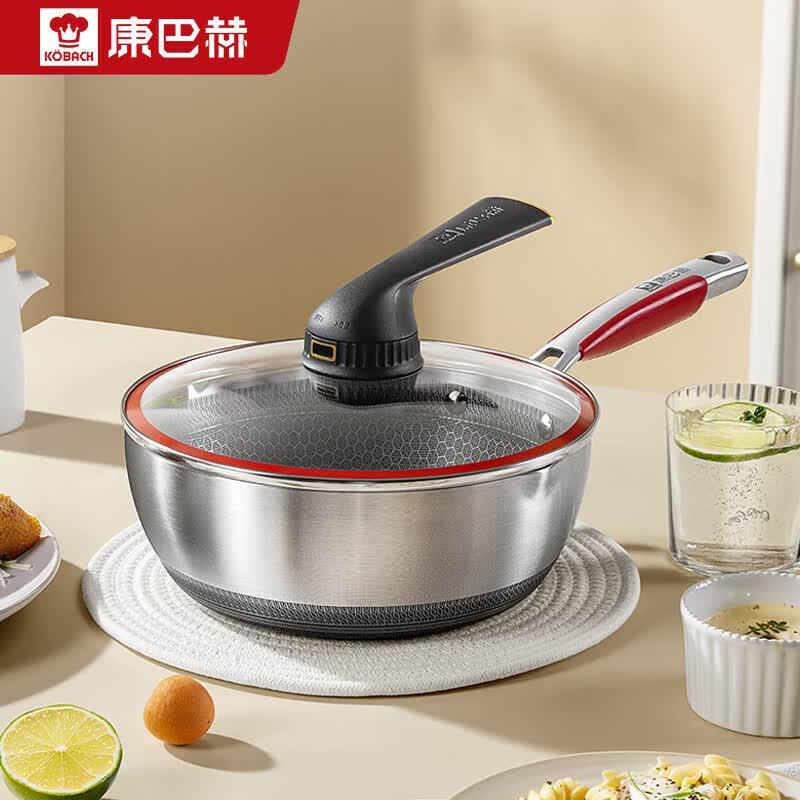 KOBACH 316L Stainless Steel Non-stick Flat-Bottom Wok, 24cm