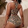 New Swimsuit Women's Split Leopard Print Large Size Bikini Swimsuit